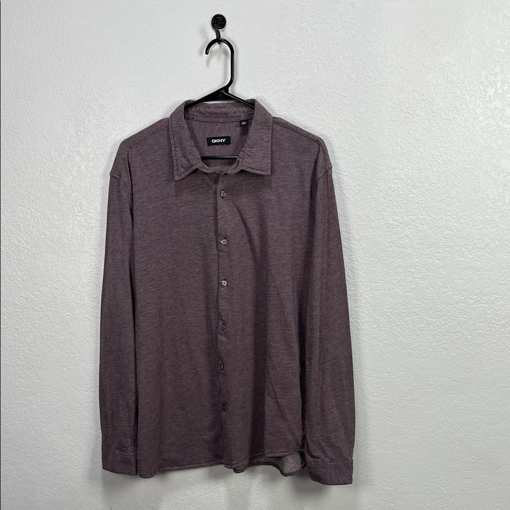 DKNY Casual Button Down in Deep Purple Cotton Long Sleeve Sz XXL Career TC0742